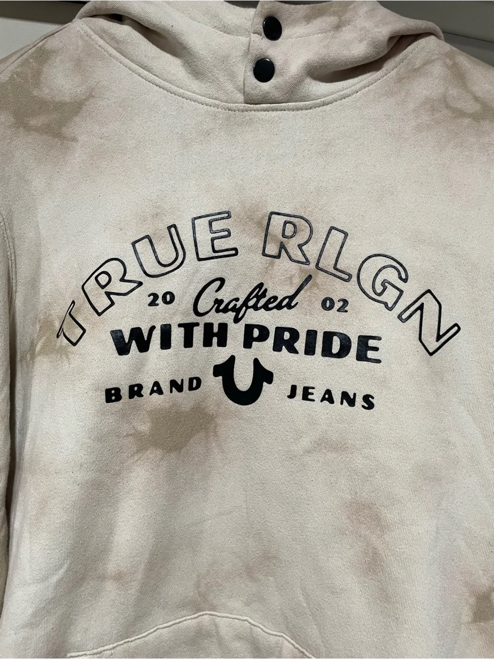 True Religion Beige Tie-Dye Logo Hoodie